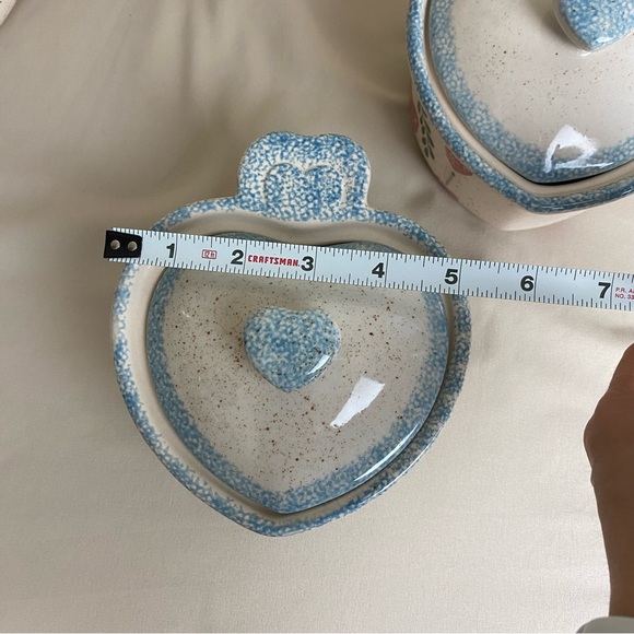 Set of 4 Teamson China 1996 Heart Shape Pot with Lid - Picture 8 of 8